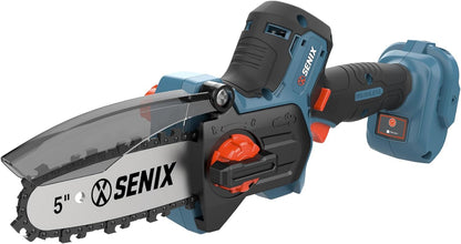 SENIX 20V 5" Mini Electric Chainsaw, Cordless Battery Powered Chainsaw, Brushless Small Handheld Portable Chain Saw, Best Gift for Men Dad Husband Fathers Gardener, Tool Only, CSX2-M3-0