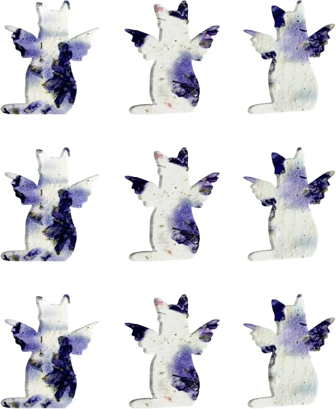 24pcs Seed Paper – Pink Plantable Wildflower for Pet Lovers, Pet Owners, Memorials & Other Milestone Celebrations (Purple - Cat)