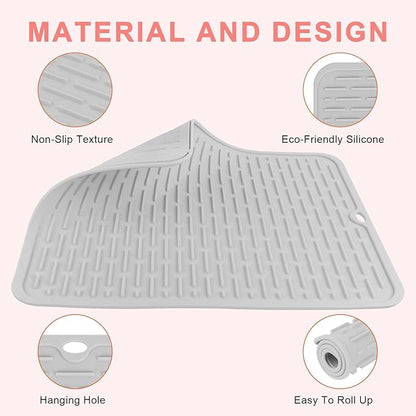 AMIJEAL Oversize Silicone Heat Resistant Mat for Hair Tools, Curling Iron Mat, Hot Tools Holder, Portable Flat Iron Hair Straightener Pad Cover for Travel Vanity Salon(14.2" x 11.0")