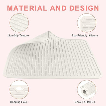 AMIJEAL Oversize Silicone Heat Resistant Mat for Hair Tools, Curling Iron Mat, Hot Tools Holder, Portable Flat Iron Hair Straightener Pad Cover for Travel Vanity Salon(14.2" x 11.0")