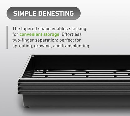 10x20 Inch Black Plastic 100 Pack Plant Propagation Tray – Growing Trays for Garden, Planting, Seedling, Soil & Hydroponic Horticulture - Microgreen Trays Grow Plants - No Drain Holes