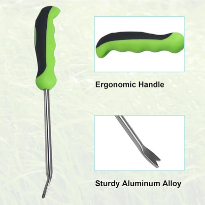 Weed Puller Tool Hand Weeder Dandelion Weeder Tool with Ergonomic Handle, Stainless Steel Manual Weed Puller Bend