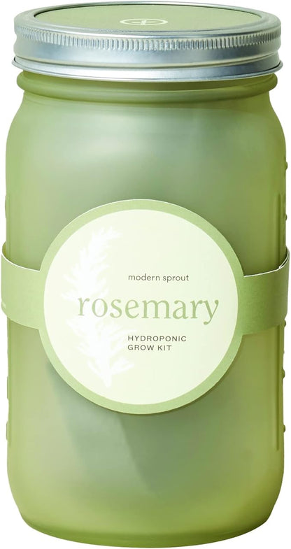 Modern Sprout Glass Jar Grow Set, Indoor Herb Garden, Seed Starter Set, Organic, Non-GMO, Rosemary
