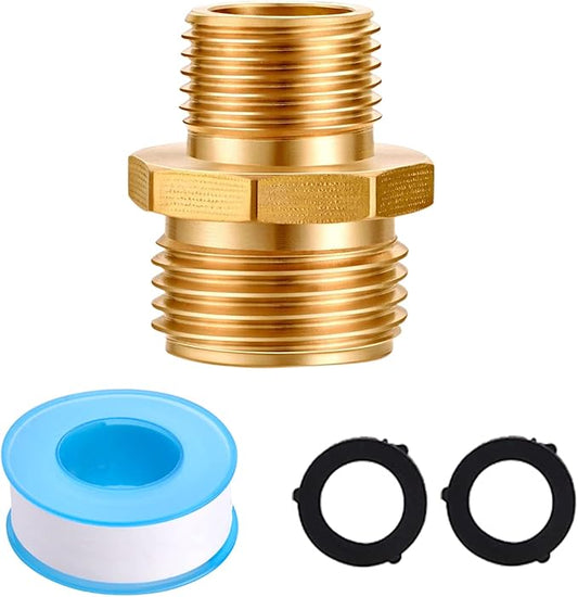 Solid Brass Garden Hose Adapters Bathroom Shower Hose Adapters Connectors Adapter,GHT To NPT Adapter Pipe Fitting Connect (3/4" GHT Male to 1/2" NPT Male)