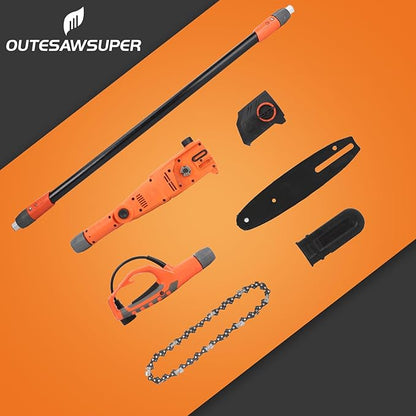 8-Inch Corded Electric Pole Saw 8-Amp Telescoping Power Pole Saw Auto Oiling Multi-Angle Pole Chainsaw for Tree Trimming Courtyard Household