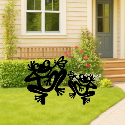 Personalized Frogs Garden Stakes, Custom Frog Metal Gardening Markers, Decorative Outdoor Yard Sign, Art Decor Gifts for Animal Lovers, Grandmother, Grandfather, Mom, Dad