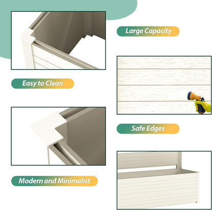 Vertical Screen Planter Bed - Raised Garden Box with Trellis for Climbing Plants, Durable Privacy Fence Planter for Outdoor, Patio, Deck Aluminum Frame, Beige