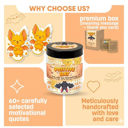 Positive Bat Jar with 60 Affirmation Cards, Emotional Support Bat, Halloween Gifts For Women Teens, Bats Halloween Decor, Bat Gifts, Boo Basket Stuffers For Women
