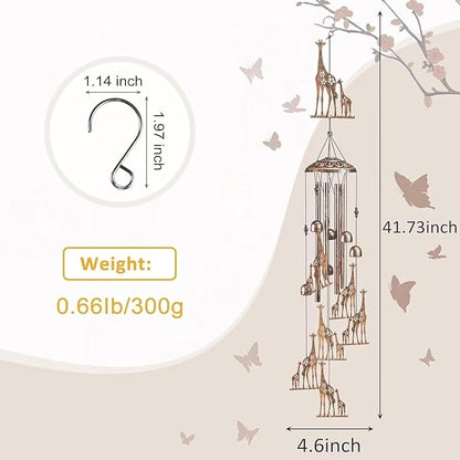 Giraffe Wind Chimes for Outside,Gardening Gifts for Giraffe Lover，Women，Men，Mom，Birthday Party Decorations,Memorial Gifts,Wind Chimes Outdoors，Indoors,Room,Home,Wall,Garden,Patio,Yard Decor