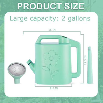 2 Gallon Watering Can for Indoor Plants, Garden Watering Cans for Outdoor Plant House Flower, Modern Plant Watering Can Large Long Spout with Sprinkler Head