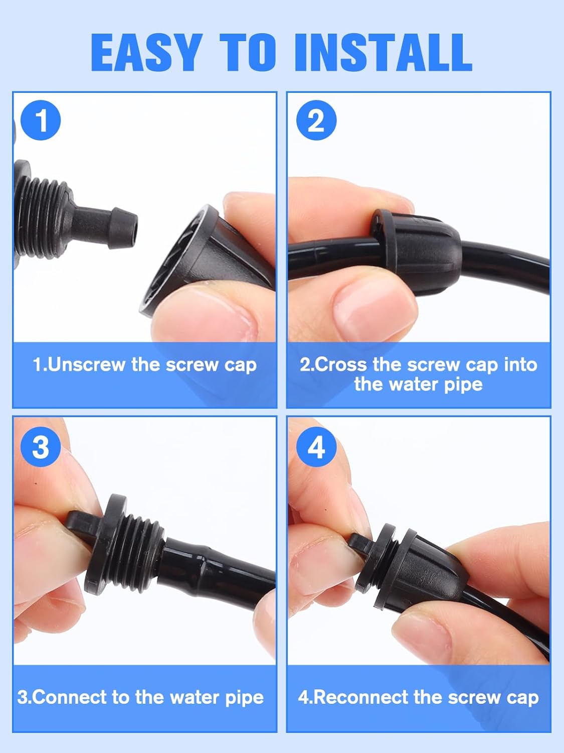 Kalolary 30PCS 1/4" Irrigation Fittings Drip Irrigation End Cap for Drip Tubing Anti-Drop Irrigation Fitting End Plug for Garden Patio Supplies (1/4 End Caps)