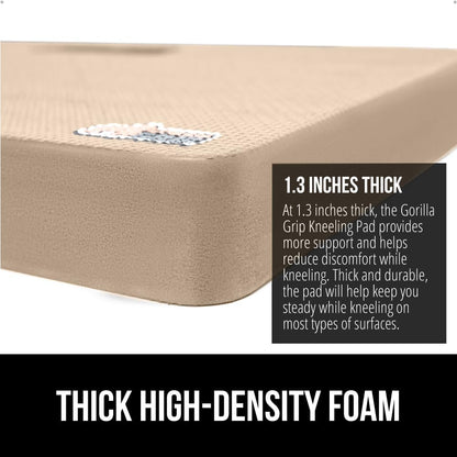 GORILLA GRIP Extra Thick Patent Pending Garden Kneeling Pad, 17.5 x 11 Inch Supportive Soft Foam Knee Cushioning for Gardening, Water Resistant, Bathing Baby, Working Supplies Lightweight, Beige