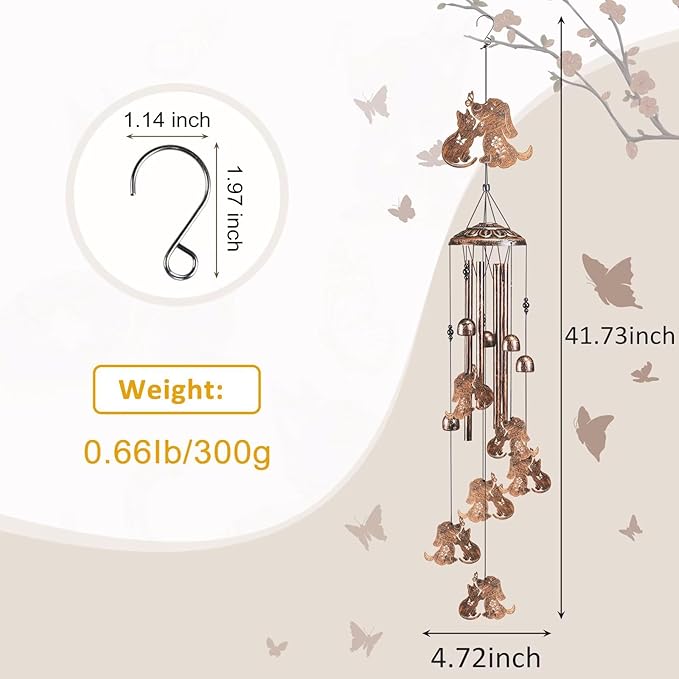 Cat Dog Wind Chimes for Outside,Gardening Gifts for cat Dog Lover，Women，Men，Mom，Birthday Party Decorations,Memorial Gifts,Wind Chimes Outdoors，Indoors,Room,Home,Wall,Garden,Patio,Yard Decor