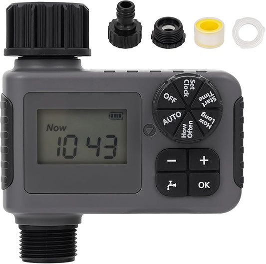 Sprinkler Timers, Water Timer, Programmable Garden Hose Timer with Rain Delay, Manual& Automatic Watering System, Waterproof Digital Irrigation Controller for Yard, Lawn, Pool, 1 Outlet