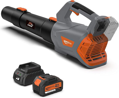 Keenstone Leaf Blowers Cordless, 20V Electric Blower 450CFM with 4.0Ah Battery Powered and Charger, Stepless Speed Control, One-Handed Operated Lightweight Blowers for Patio, Lawn Care, Yard Cleaning
