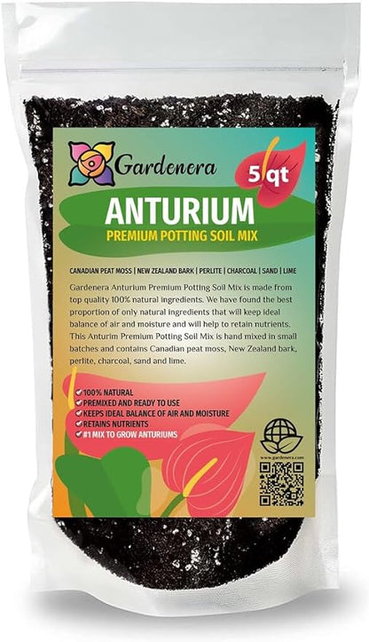 Premium Anthurium Potting Soil by Gardenera - Unlock The Full Potential of Your Plants - 5 QUARTS