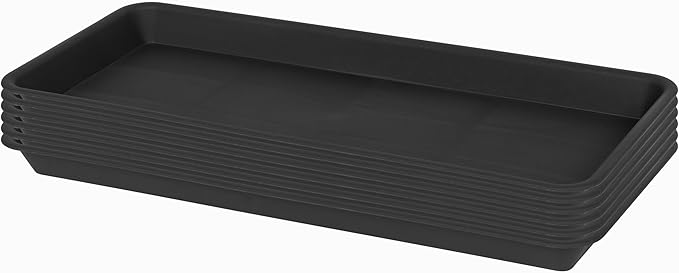 Plant Saucer Tray, Heavy Sturdy Long Narrow Plastic Plant Saucers Drainage Trays for Indoors No Holes, Plant Drip Trays for Pots Base, Seed Starter Growing Tray (6.5 X 13 inch, Black)
