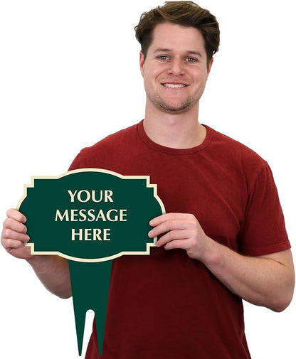 SmartSign 12"x15" Custom Designer Yard Stake Sign (Oxford), 120 mil ACM, Personalized Metal Sign for Address, Trespassing, Dog Poop, Garden, Integrated Ground Stakes, Reflective Option, USA-Made