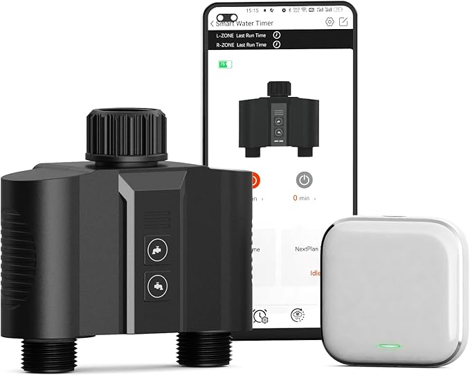 WiFi Water Timer for Garden Hose, Sprinkler Timer with 2 Outlet for Lawns and Yard, Rain Delay/Remote/Manual/Automatic Drip Irrigation System Programmable Faucet