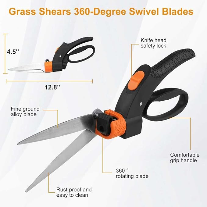 Garden Scissors-Clippers Set of 3 Trimming-Gardening Tools, Garden-Pruning Shears-Pruners for Gardening, Loppers for Tree Trimming Heavy Duty, Retractable Pruning Saw for Wood Cutting