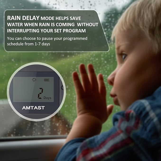 Sprinkler Timer Programmable Garden Hose Faucet Timer with Rain Delay/Manual/Automatic Drip Irrigation Function Watering System for Yard Crops Lawns Pool (1 Outlet, Black)