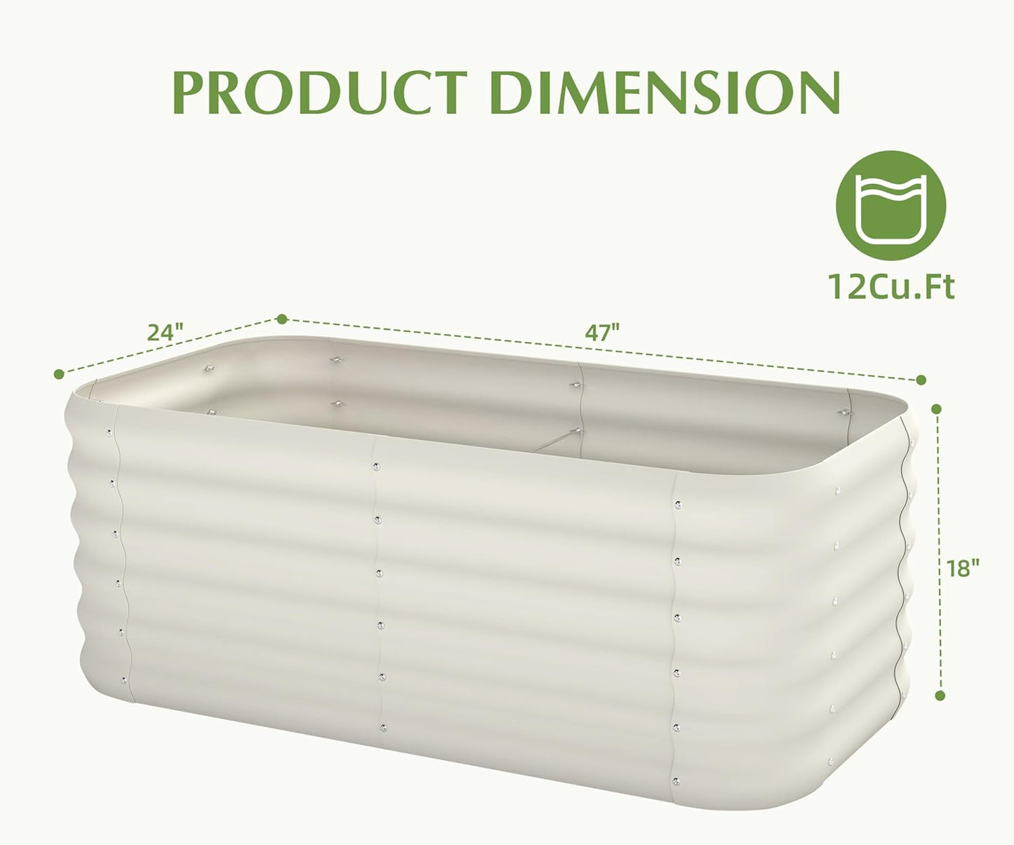 DDK Galvanized Raised Garden Bed, Outdoor Planter Bed, 4x2x1.5ft Metal Planter Box for Gardening and Planting,MW