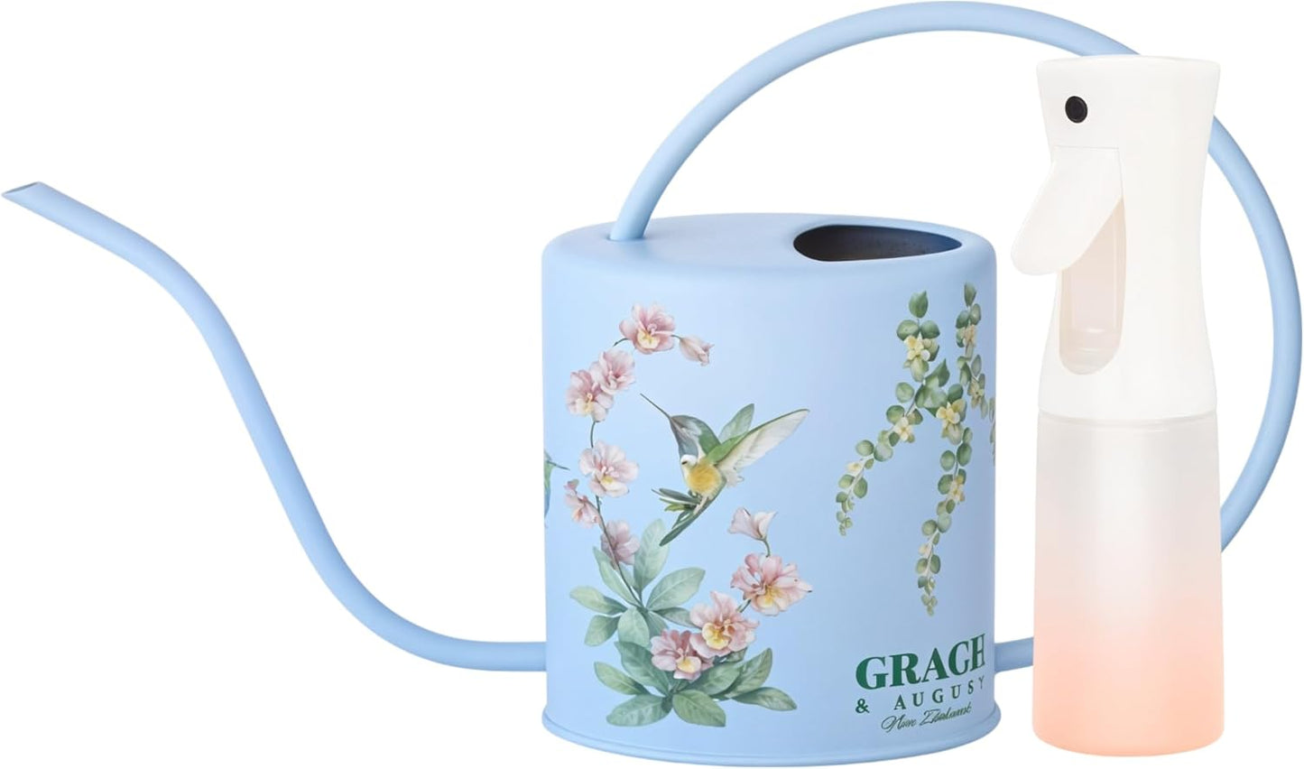 Watering Can for Indoor Plants - House Plant Watering can - Colorful, Decorative Indoor Water can for Plants - Metal Indoor Watering can with Long Spout - 1.5L 51floz 0.4 Gallon(Hummingbird Blue)