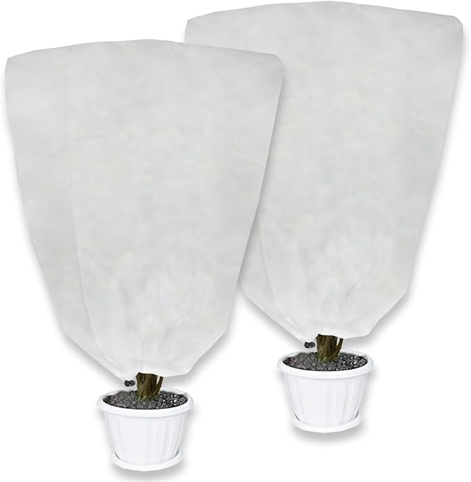 2 Pack Plant Covers Freeze Protection for Winter, 47.2"×31.5" Frost Cloths for Outdoor Plants Cold Weather Blankets with Drawstrings