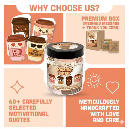 Positive Latte Jar 60 Affirmation Cards, Emotional Support Latte, Coffee Lover Gifts for Women, Gifts for Latte Lovers, Coffee Gifts, Coffee Gifts For Women, Coffee Themed Gifts