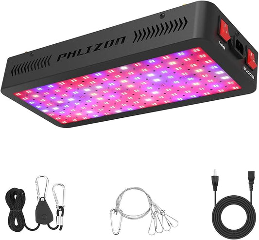 Phlizon 1200W LED Plant Grow Light - 2x2ft & 3x3ft Full Spectrum Daisy Chain Plant Light with Double Switch for Indoor Veg & Flower