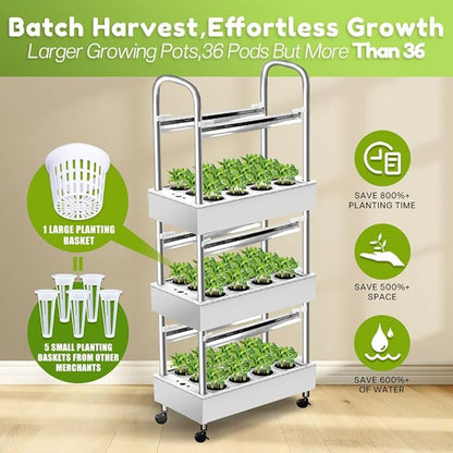 Hydroponics Growing System Plant Germination Kits Hydrophonic Planter for Indoor Garden Vegetable Herb Microgreens Growing Aerogarden Gardening 6 Large Pods(≈ 5X Small Pods)