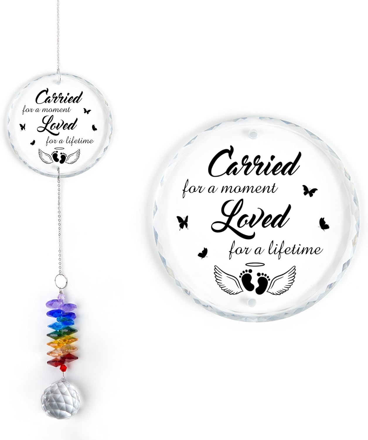 Glass Ornament Suncatcher - Infant Loss Gift - Sympathy Gift for Loss of Loved One - Memorial Ornaments - Heaven Keepsake - Daily Remembrance - Grieving Gifts for Mom, Sisters, Friends