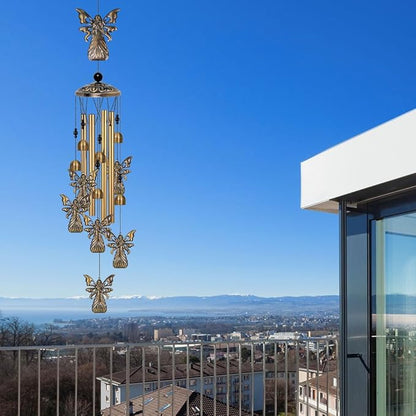 Bronze Angels Wind Chimes Decor, Mobile Blessing Wind Bells Decorate, Sympathy Wind Catcher, Memorial Gifts for Mom,Grandma,Woman (Housewarming/Outside/Indoor/Home/Room/Porch/Yard/Garden Decoration)