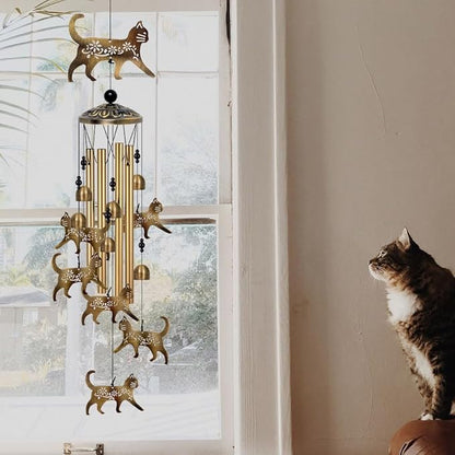 Outside Cat Wind Chime Decor, Memorial Wind Chimes, Cat Wind Catcher, Mobile Wind Bells, Bronze Wind Chimes for Home, Yard, Patio, Garden Cat Decoration, Festival Gifts for Mom, Cats Chimes
