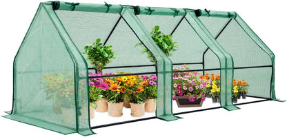 EAGLE PEAK Tunnel Greenhouse Garden Green House with Roll-Up Zipper Doors, Portable 96"x36"x36", Clear/Green PE Cover