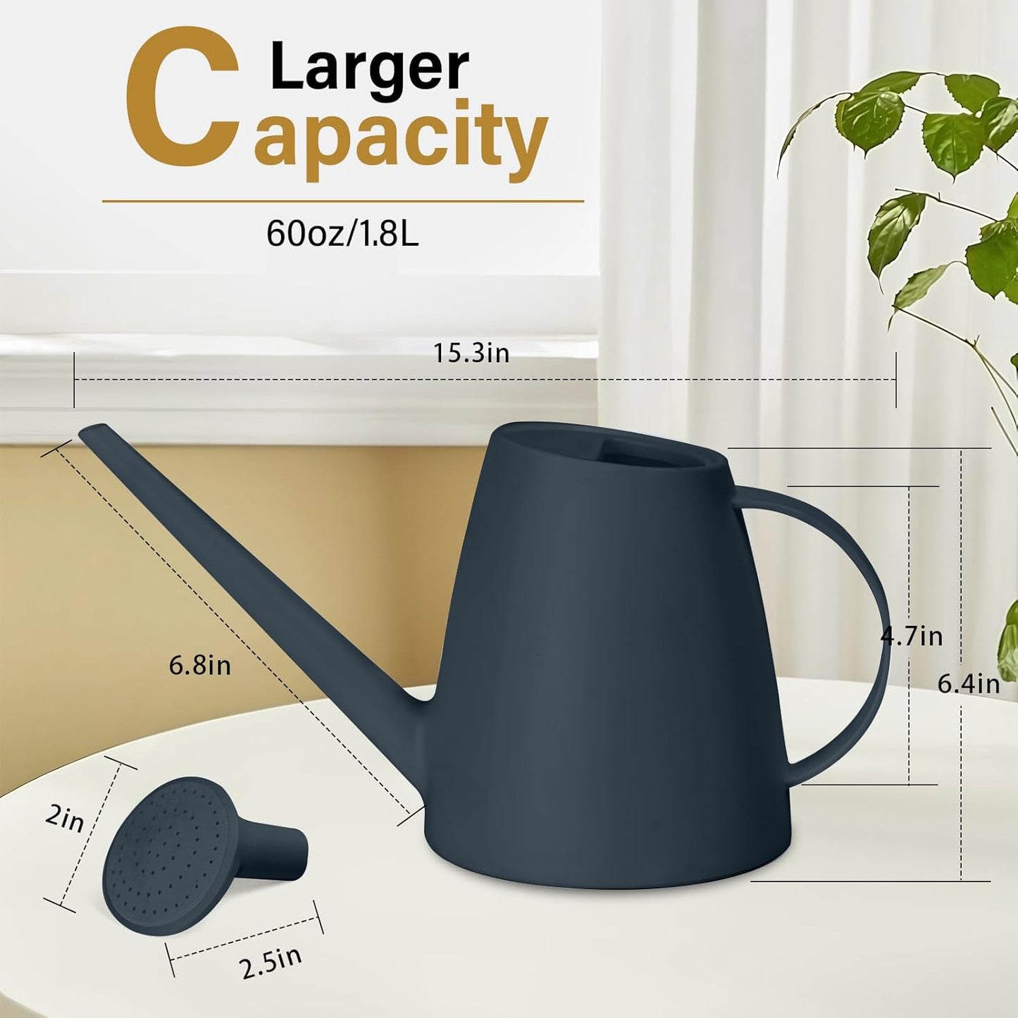 Plastic Watering Can - 1/2 Gallon - Black