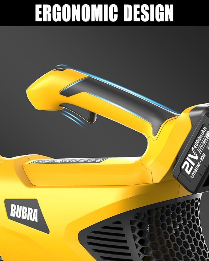 Leaf Blower Cordless 21V 500CFM Powerful Electric Leaf Blower with (2) 4.0Ah Batteries and Charger, Variable-Speed, Handheld Rechargeable Battery Powered Blowers for Lawn Care, Yard Clearance, Leaves