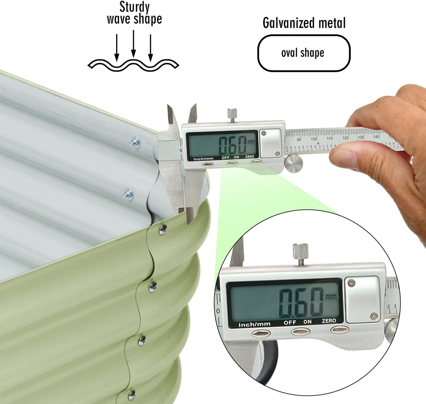 BPS 4-in-1 Metal Raised Garden Bed, 5x2 FT Galvanized Planter Raised Beds for Vegetables, Flowers 17" Extra Tall