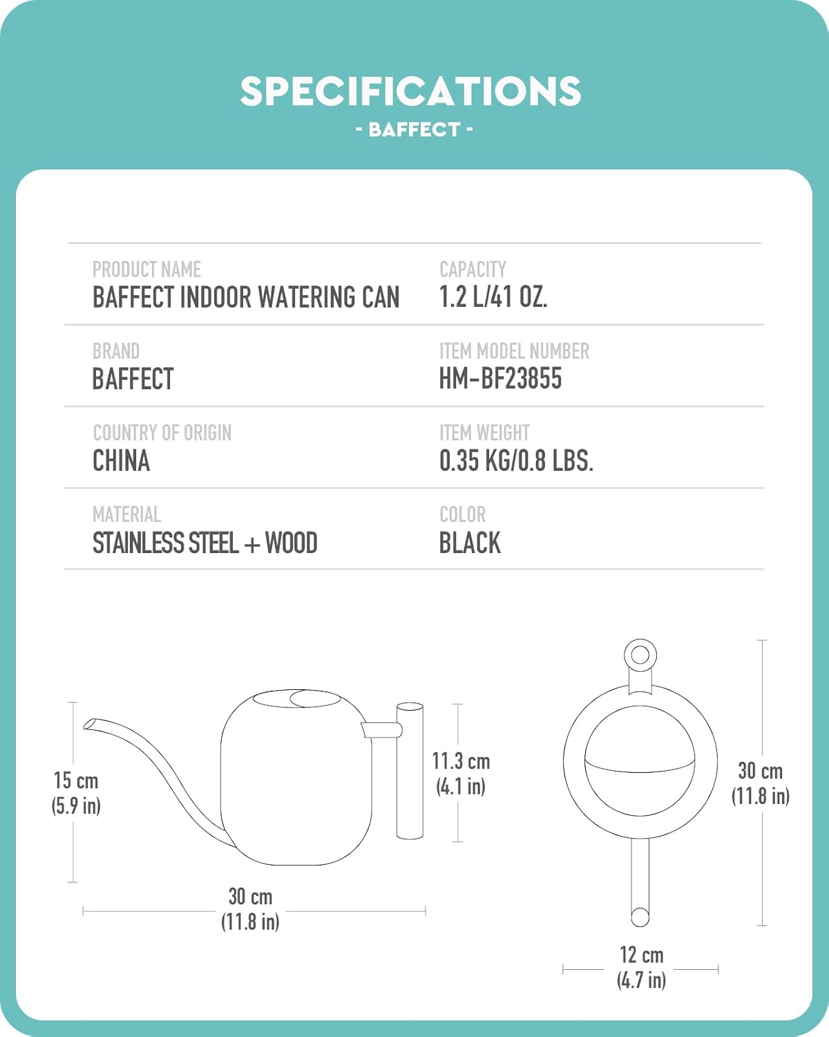 Baffect Watering Can Indoor Plants, 1.2L/41OZ Cute Watering Can Pot, Metal Stainless Steel Garden Water Can with Long Spout for Indoor House Plants Bonsai Outdoor Garden Flower Decorative