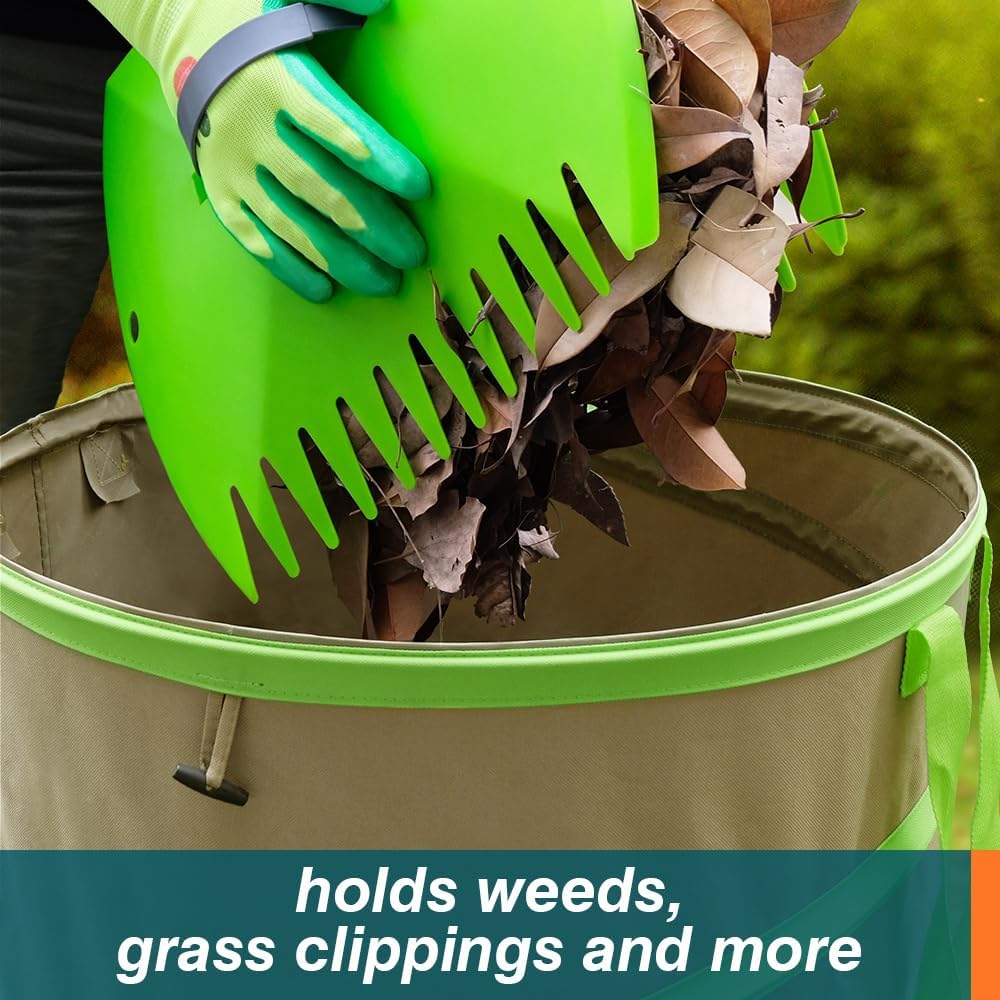 Colwelt Collapsible Leaf Bags 31Gallon, Pop-up Reusable Garden Bag Collapsible for Yard Waste, Heavy Duty Collapsible Trash Can with Hard shell Base, Garden Waste Yard Bags for Yard Garden Camping