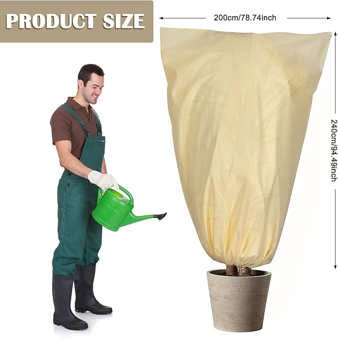LangRay Plant Covers Freeze Protection, Winter Frost Cloths 2.8oz/yd² with Zipper and Drawstring, Garden Cover Protective Blankets for Outdoor Plants Fruit Palm Olive Trees (79in*94in 1pc)