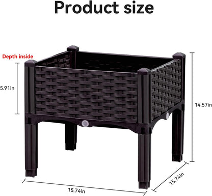 Raised Garden Bed with Legs, Large Planter Box Raised Garden Beds Outdoor, Rectangular Elevated Planter Box for Gardening Vegetables, Flowers, Fruits and Plants, 15.7"(L) x 15.7"(W) x 14.5"(H)