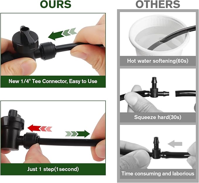 Kalolary 10PCS Quick Connect 1/4" Drip Irrigation Valve, Drip Irrigation Tee Connector for 1/4" Irrigation Tubing 3 Hoses Shut Off Coupling Valve Leak Free Connector Locking Fitting for Water System
