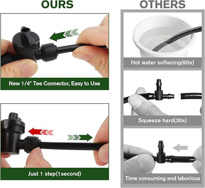 Kalolary 10PCS Quick Connect 1/4" Drip Irrigation Valve, Drip Irrigation Tee Connector for 1/4" Irrigation Tubing 3 Hoses Shut Off Coupling Valve Leak Free Connector Locking Fitting for Water System