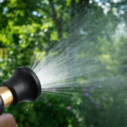 Hose Nozzle, Lichamp Heavy Duty Brass Fireman Style High Power Leak Proof Adjustable Garden Water Sprayer, Suitable for Car Wash, Patio Cleaning, Watering Lawn and Garden, Shower Pets (Black)