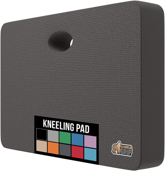 GORILLA GRIP Extra Thick Patent Pending Garden Kneeling Pad, 17.5 x 11 Inch Supportive Soft Foam Knee Cushioning for Gardening, Water Resistant, Bathing Baby, Working Supplies, Lightweight, Charcoal