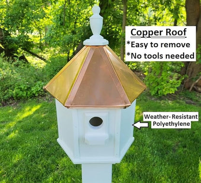 Amish Handmade Birdhouse with Copper Roof, US Handmade, Bird Watching (Copper Roof, 2 Compartments)