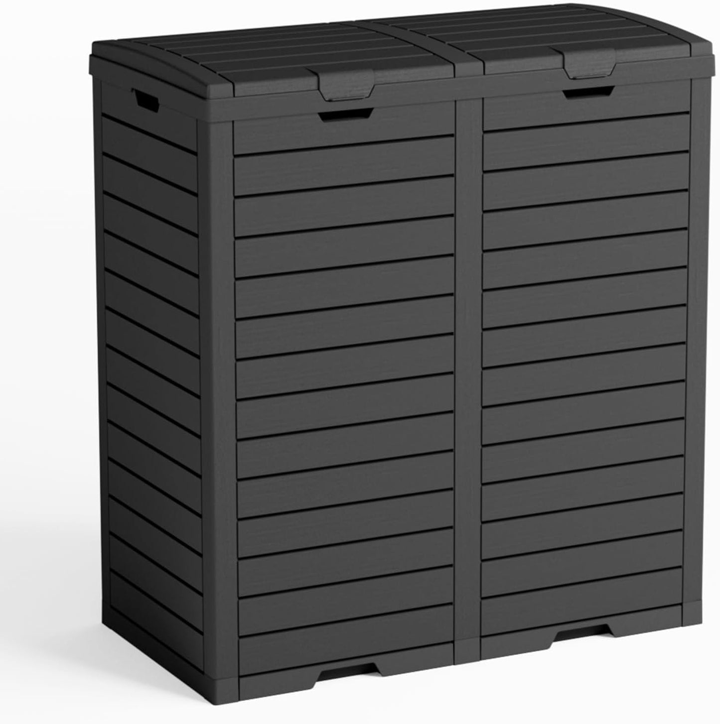 Outdoor Trash Can with lid, Waterproof, UV-Resistant Resin Garbage Can, Lockable Lid and Drip Tray, Animal-Proof, for Patio, Kitchen, Backyard and Deck (Black, 62 Gallon)