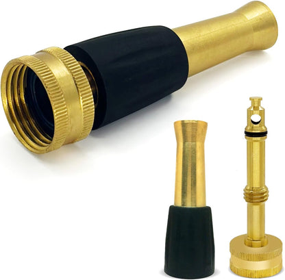 Brass Hose Nozzle Cyprium 4" Heavy Duty Water Hose Nozzle with Rubber Grip High Pressure Brass Nozzle for Garden Hose Cleaning Car Watering Flowers Cleaning Ground 2 PCs