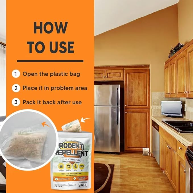 Rodent Repellent, Mouse Repellent Pouches, Mice Repellent Indoor, Mouse Deterrent Outdoor, Rat Repellent, Extra-Strength Rodent-Repelling Pouch, Peppermint to Keep Mice Away from Garage-10P